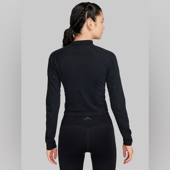 Nike Trail Women's Long Sleeve Running Top with Zipper Black Slim Fit XS - Picture 2 of 7